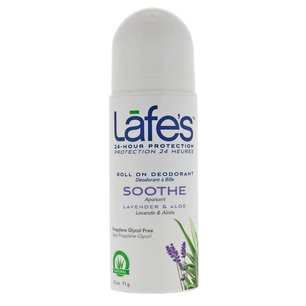 Lafes Natural and Organic Deodorant Roll On, Lavender and Aloe - 2.5 fl Oz