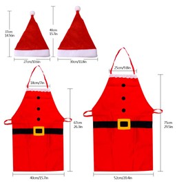 Christmas Hat Santa Hat Christmas Apron 4 Pieces Kitchen Aprons Unisex Classic Red Christmas Hat Santa Costume for Christmas Party Chef Kitchen Cooking Restaurant Baking, red