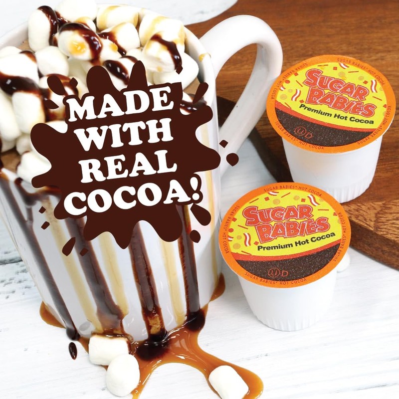 Sugar Babies Hot Cocoa Pods, Caramel Flavor, Compatible with Keurig
