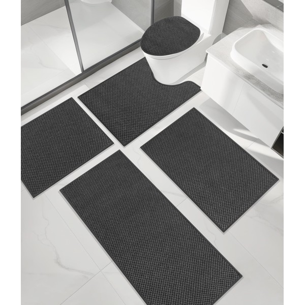 YIHOUSE Bathroom Rugs, Ultra Thin Bath Mat, Set of 5,