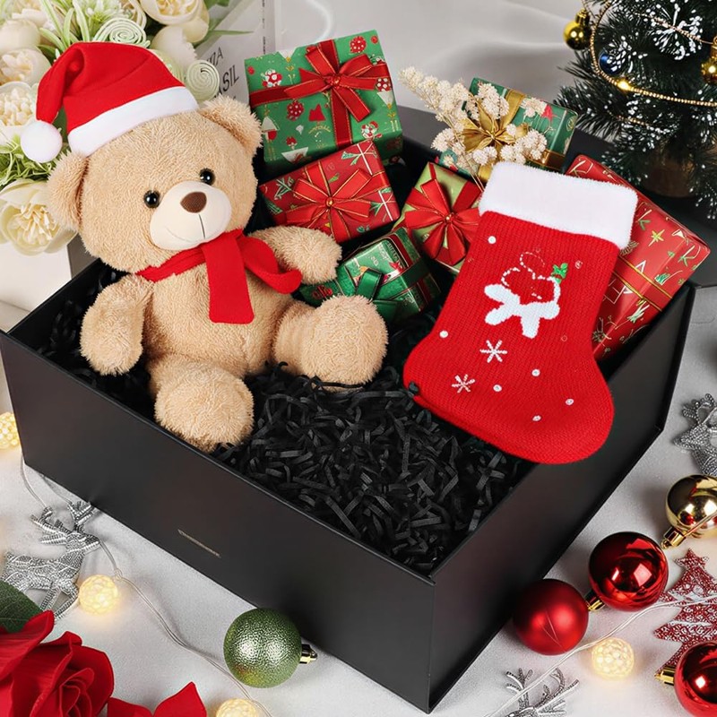 2 Pcs Caja de Regalo Plegable Magnéticaon con Cinta, 1200gsm