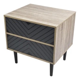 Buro Mesa de Noche para Recamara Top Living Moderno y Minimalista Color Negro y Símil Madera