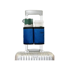 riemot Luggage Travel Cup Holder Free Hand Drink Carrier - Hold Two Coffee Mugs - Fits Roll on Suitcase Handles - Gifts for Flight Attendants Travelers Accessories Navy