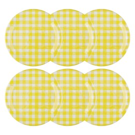 UPware Gingham Melamine Salad Plate Set, Round Plates for Risotto, Pasta, and Salad, BPA-Free, Dishwasher Safe, Yellow, 9 Inch, Set of 6