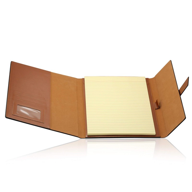 Gallaway Leather-Padfolio-Portfolio, Folder-Slim-Notebook, Note-Pad-Holder, Desk-Accessories, Brown