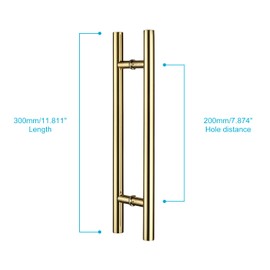 TOGU TG-6012 300mm/12 inches Solid Standoffs Heavy-Duty Commercial Grade-304 Stainless Steel Back to Back Push Pull Door Handles for Wood/Timber/Glass/Metal Front Doors, Barn Door Pulls, PVD Finish