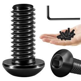 Mywish 5/16-18 x 3/4" 20Pcs Button Head Socket Cap Bolts Screws, 304 Stainless Steel 5/16 Bolts, Allen Drive Furniture Screws, Black Oxide & Hex Spanner