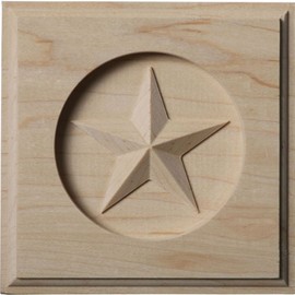 Ekena Millwork ROS04X04AUAL Austin Star Rosette, 4 1/4"W x 4 1/4"H x 3/4"P, Alder