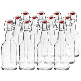 EZ Cap Bottles - 16 oz Clear Swing Top (Qty 12)