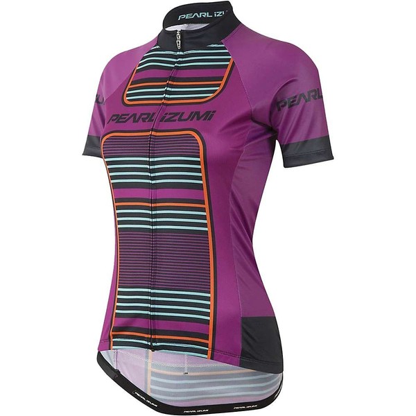 PEARL IZUMI Women's Ride Elite Pursuit Jersey, Purple Wine Stripe, Small