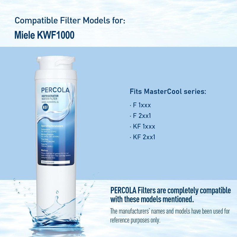 PERCOLA KWF1000 Water Filter, NSF 42 & 372 Certified Filter,