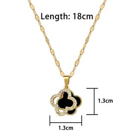 Hanaoops Necklace Women's Clover Pendant Necklace Pendant Necklaces with Zircon Clover Pendant Made of Onyx Necklace Gold Chain Jewellery Gifts for Girls, Metal