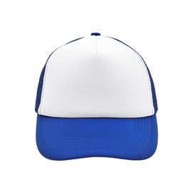 noTrash2003 Trucker Mesh Baseball Cap Trucker Hat Unisex One Size and Children's Models Baseball Cap Baseball Hat 30 Colours Plain Two-Tone Polyester Cotton, White-Royal