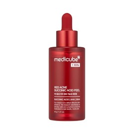 MEDICUBE Red Acne Succinic Acid Peel, Peeling Facial Coreano con Ácido Succínico 0.5%, AHA y BHA, para Grasa, Poros y Textura Irregular, 40 g