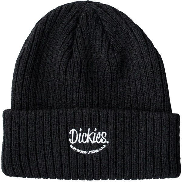 Dickies Men's Knit Cap, Embroidered & Patch, Ribbed Knit Hat, Watch Cap, Unisex, Acrylic, Beanie, Solid Color, needle black