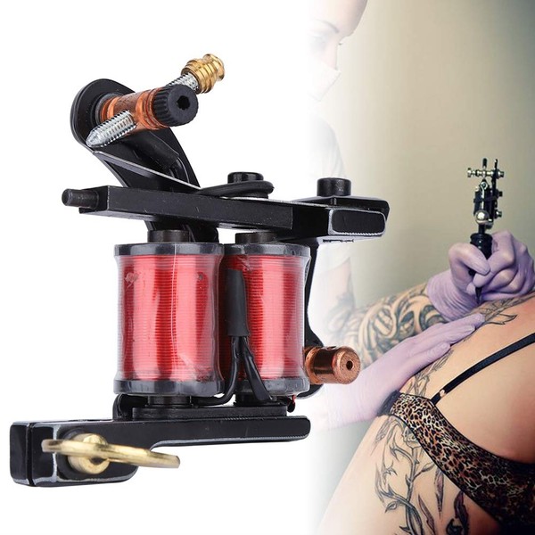 Tattoo Machine, Shader Tattoo Coil Machine, 10 Winding Coils, Professional Shader Tattoo Machine Tattoo Tool (Small Spool)