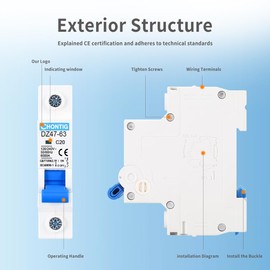 CHONTIG MCB C20 20A Miniature 1 Pole Circuit Breaker 2 Pack with DIN Rail Mount, 120V/240V AC Protection for Solar Panels, RV Power Center, Home Electrical Systems