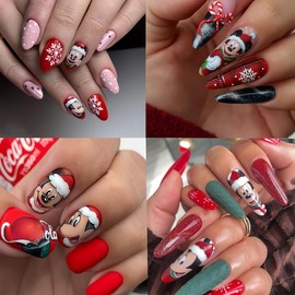 12 Sheets Christmas Nail Stickers for Nail Art, Cute Nail Decals Cute Cartoon Snowflake Xmas Nail Art Design Winter Christmas Nail Decoration Decals for New Year Manicure Decor