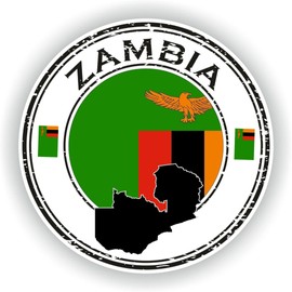 Zambia Seal Sticker Round Flag Vinyl-Decal for Laptop Bumper Window Book Fridge Guitar Motorcycle Helmet Toolbox Door PC 6"