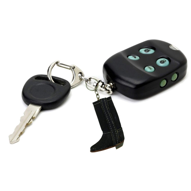 Needzo Western Keychain Genuine Leather Black Boot Keyring Lighter Holder,