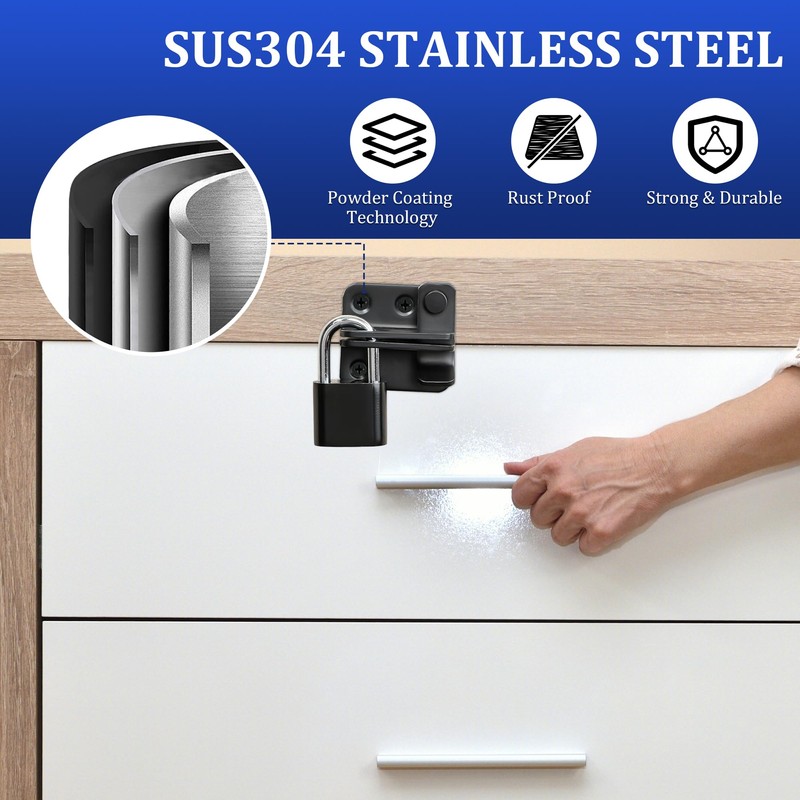 SAYAYO EMST3001-B Stainless Steel Door Bolt with Padlock Small Lockable