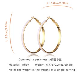 Bohemian Multicolor Enamel Round Dangle Drop Earrings 5cm Circle Hoop Exaggerate Lightweight Geometric Statement Cool Boho Brincos Jewelry for Women-white