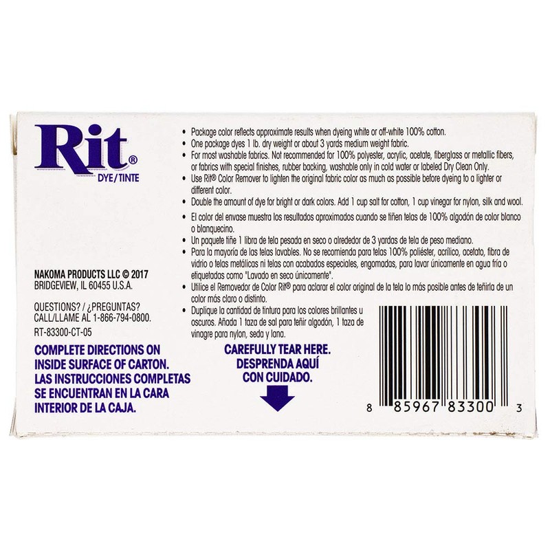 All Purpose Concentrated Rit Dye Powder Single Pack with Plastic