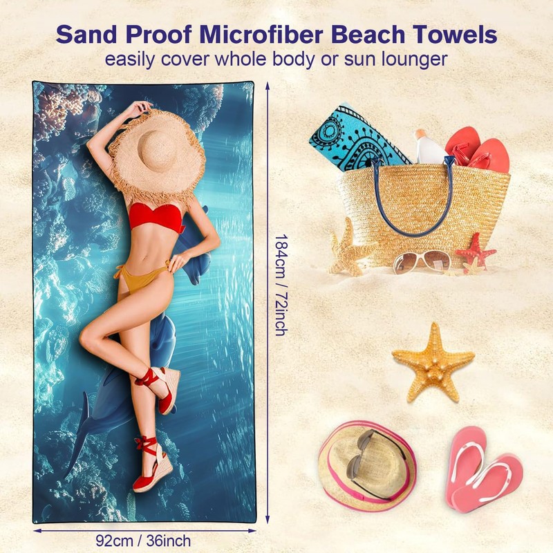 YISUMEI Microfibre Beach Towel XXL Beach Towel Lightweight Bath Towel