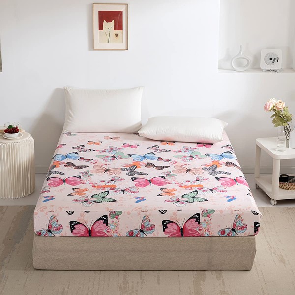 Damier Fitted Sheet 120 x 200 cm Butterfly Pattern Box