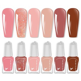 Virellay 6 Pcs Nude Nagellack Set - Nagellack Auf Wasserbasis - Nagelack Ohne UV Lampe
