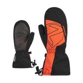 Ziener Lavalino Children's Ski Mittens/Winter Sports, Waterproof, Extra Warm Wool, Black.Burnt Orange, 3