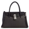 GUESS Women's Godfrey Black Logo Print Lock Charm Medium Satchel