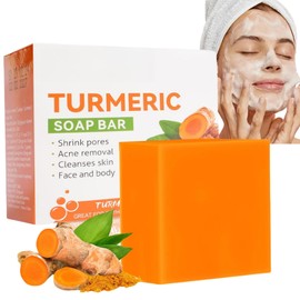 Turmeric Soap Bar For Help Reduce Acne Breakouts，Even Out Skin Tone，Brightening，Reduce The Appearance，Deep Cleaning