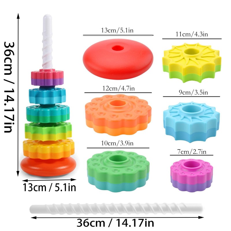 Ockyunoo Stacking Toy Rainbow Tower, Stacking Toy Rainbow Tower, Stacking