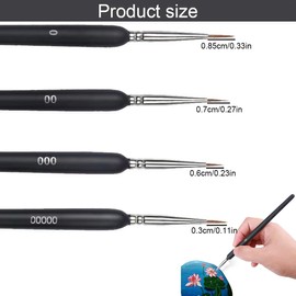 Fine Detail Brush Set, 4 Pieces Fine Brush Set, Acrylic Brush Watercolour, Small Artist Brush, Detail Brush Miniature, Artist Brush Paint Brush, for Acrylic, Watercolour, Oil, Miniatures, Black