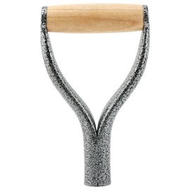 Shovel D Grip Handle, 32mm Inner Diameter Metal Shovel Replacement Handle with Wooden Grip Spade Snow Scoop Digging Raking Tools Snow Shove-l for Digging Raking(Color:Sliver)