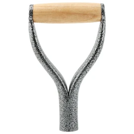Shovel D Grip Handle, 32mm Inner Diameter Metal Shovel Replacement Handle with Wooden Grip Spade Snow Scoop Digging Raking Tools Snow Shove-l for Digging Raking(Color:Sliver)