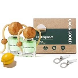 GAGINGOOLD Car Air Freshener Hanging 2 Pack, Lemon Grass Scent Essential Oil Diffuser Long Lasting Up to 150 Days, Cute Car Accessories with 2 Vent Clip for Women Men Gift, Odor Eliminator
