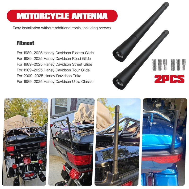 Xspeedonline 2X Rubber Short Antenna Replacement - for 1989-2025 Harley