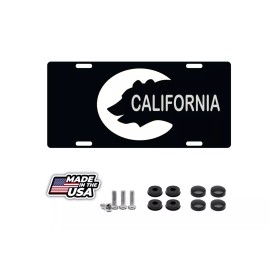 FAST SERVICE DESIGNS California Flag License Plate Black Version