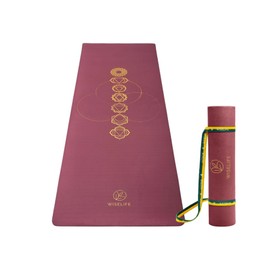 Wiselife 7 Chakra Printed Yoga Mat, 6MM Thick, Anti-Slip, Extra Long & Wide, with Yoga Strap