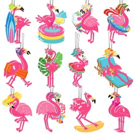 Demissle 24 Pcs Flamingo Air Freshener Flamingo Hanging Long Lasting Car Freshener Scented Tropical Automotive Air Fresheners for Rearview Mirror Birthday Beach Party Favor Accessories