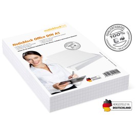 NOTIZBLOCK24 Notizblock A5 kariert 5er Pack 50 Blatt je Block 80 g/m² Offset weiß