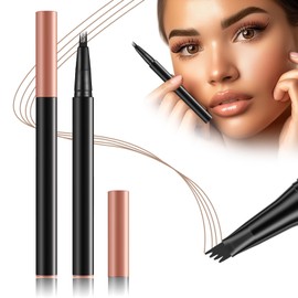 Eyebrow Pencil with 4 Tips Micro Head, Eyebrow Pencil Micro 4 Point Eyebrow Pencil Long-Lasting Waterproof Natural Eyebrow Makeup (Light Brown)