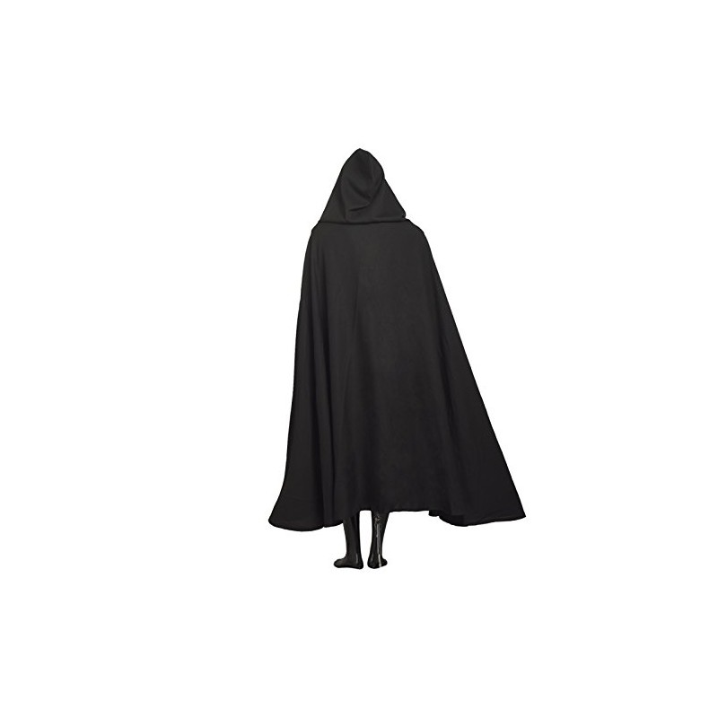 BLESSUME Medieval Knights Templar Hospitaller Hooded Cape (Black 1)