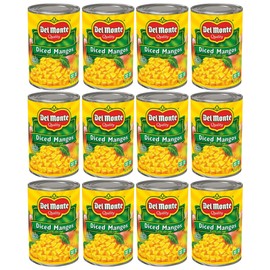 Del Monte Diced Mango in Extra Light Syrup, Canned Fruit, 12 Pack, 15 oz Can, Yellow