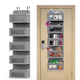 plastific 5 Tier Hanging Wardrobe Storage Shelf Organiser Breathable Closet Pockets Unit Cupboards Shelves Foldable for Clothes Sweaters Shoes Accessories (5 Tier Hanging Storage - Gray - D2)