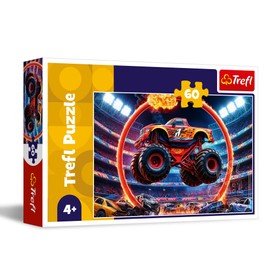 Trefl - Monster Truck - Puzzle 60 Pieces - Colourful Puzzle with Vehicles, Creative Entertainment, Fun for Children from 4 Years