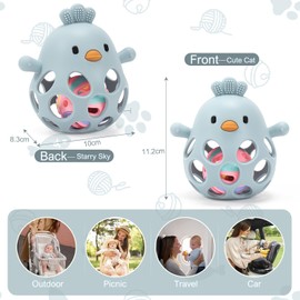 Teething Toy Baby, Teething Aid Teething Ring Baby Teething Nursing for Cooling Teething Ring Baby Toy for Senses and Chew Development Gripping Toy Baby 3 Months (Blue)