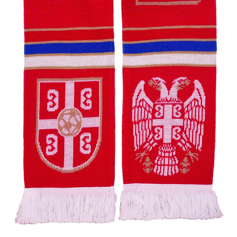 Serbia Soccer Knit Scarf, Red White Blue Gold, One Size